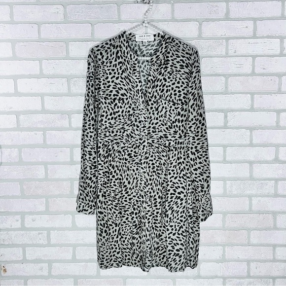 Anthropologie Cloth & Stone Cheetah Print Mini Dress in Olive Size S - Picture 4 of 11